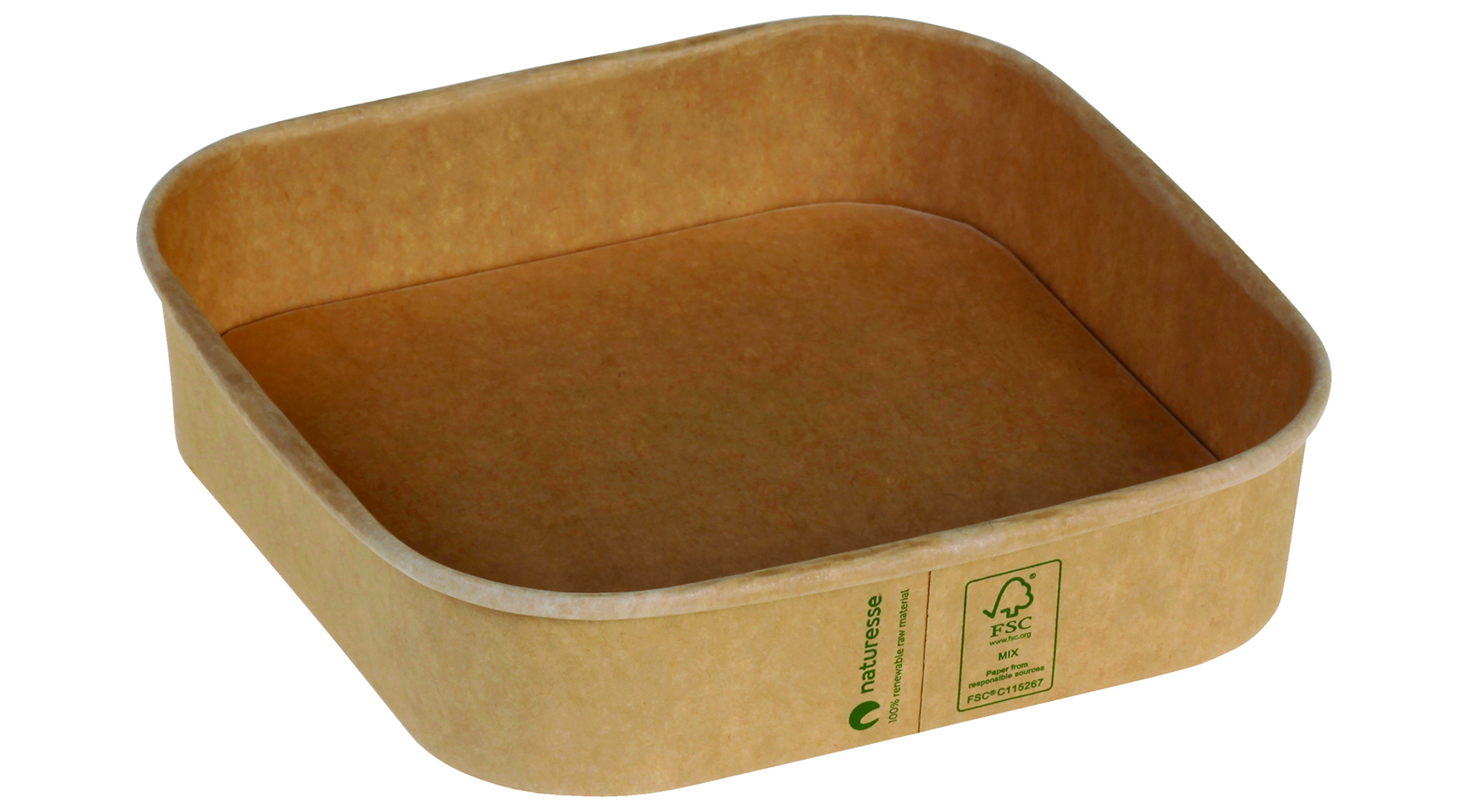 naturesse Kraft-Schalen 17x17x5 cm, 1000 ml, nicht plastiklaminiert