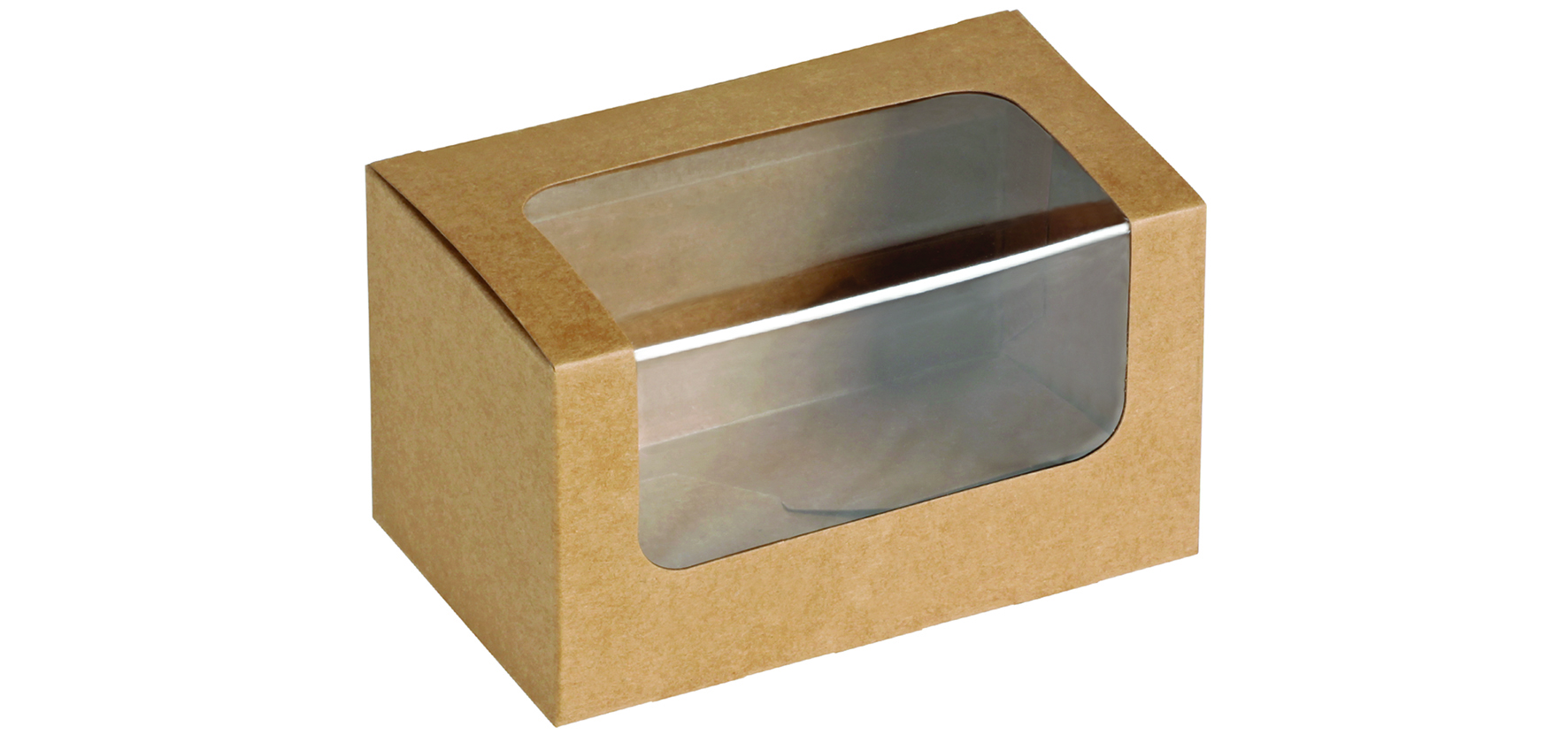 naturesse Food Box mit Sichtfenster, Kraft/PLA, 125x77x72 mm