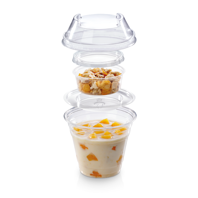 PLA Dessertbecher 250 ml Ø 9,6cm für System mit Zwischenboden