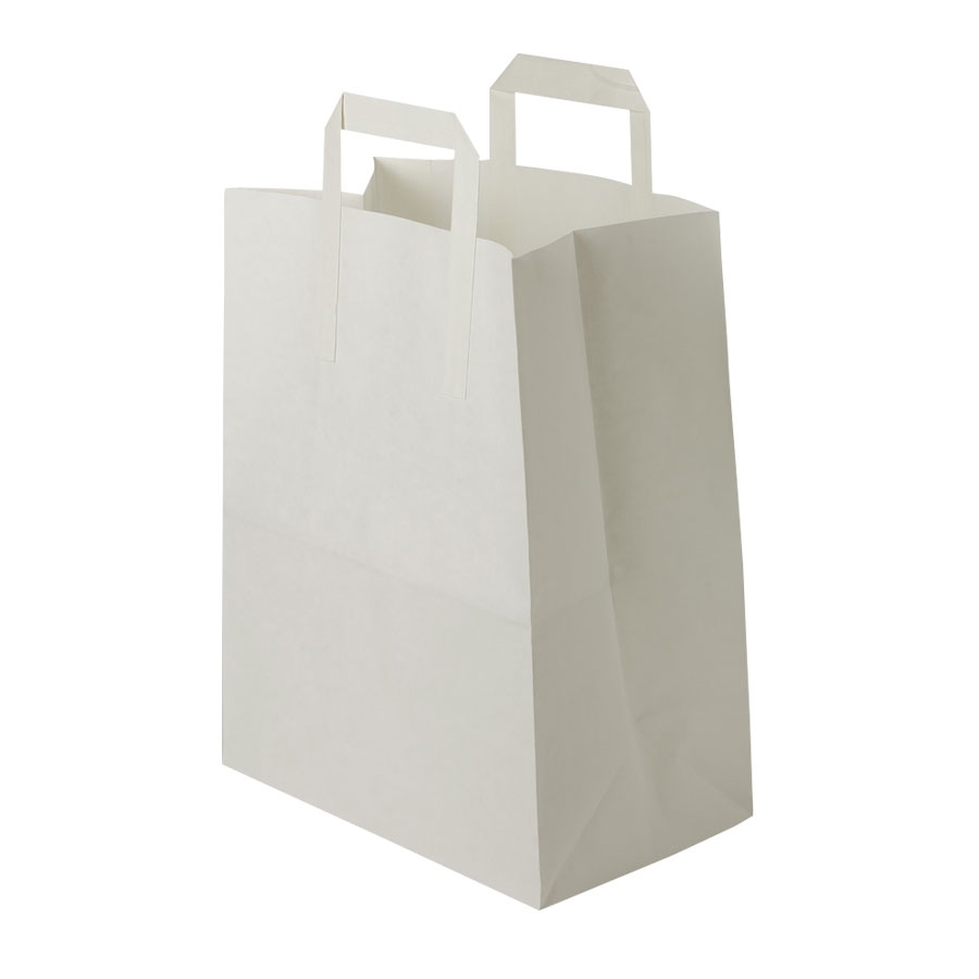 Papier Shoppertaschen weiß, 32+13x41 cm