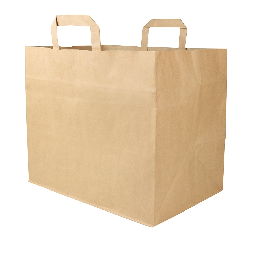 Recyclingpapier-Tragetaschen XXL, 32 x 21 x 27 cm, braun, breiter Boden