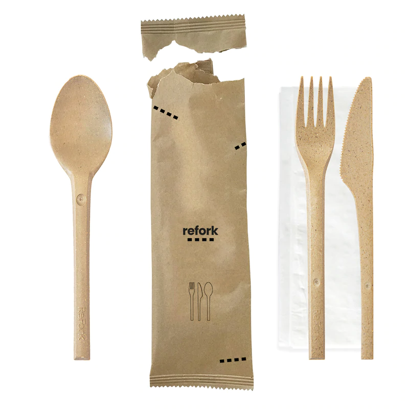 Refork Holzbesteckset 4-teilig (Gabel, Messer, Löffel, Serviette)