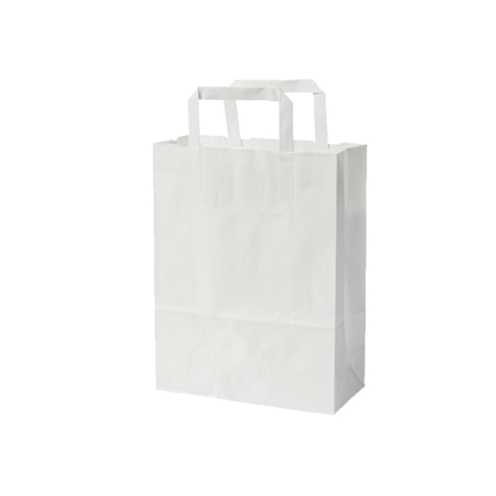 Papier Shoppertaschen weiß, 22+11x29 cm, 80 gr.