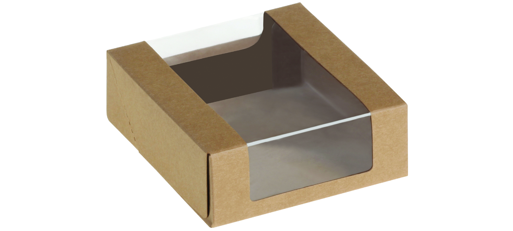 Food Box mit Sichtfenster, Kraft/PLA, 110x110x40 mm