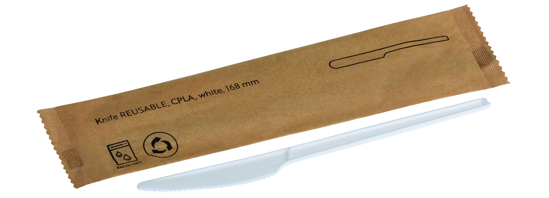 CPLA Messer weiß 16,8 cm, einzeln verpackt, Mehrweg